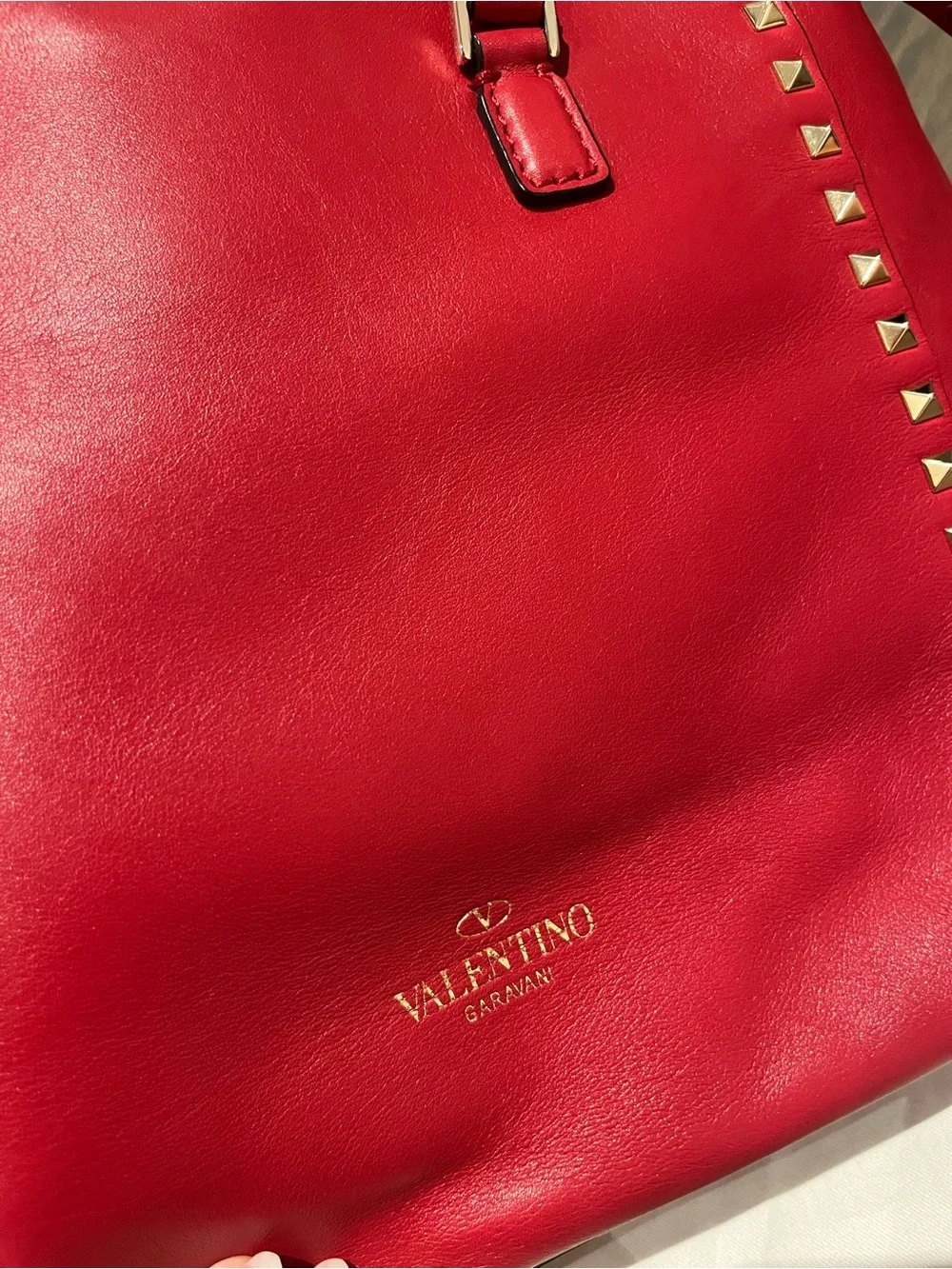 Valentino Garavani Rockstud Red Leather Tote